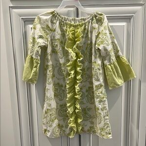Green Paisley Ruffle dress kids